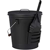 Los mejores  - Relaxdays Cubo Cenizas con Tapa- Pala y Asa- para Chimenea y Barbacoa- Metálico- Acero- 19 L- Negro